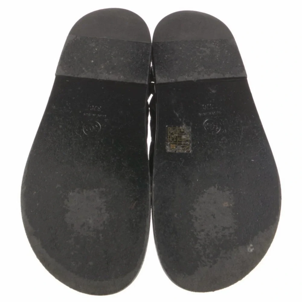 Chanel Interlocking CC Logo Black Quilted Grosgrain Dad Sandals - Picture 5 of 5